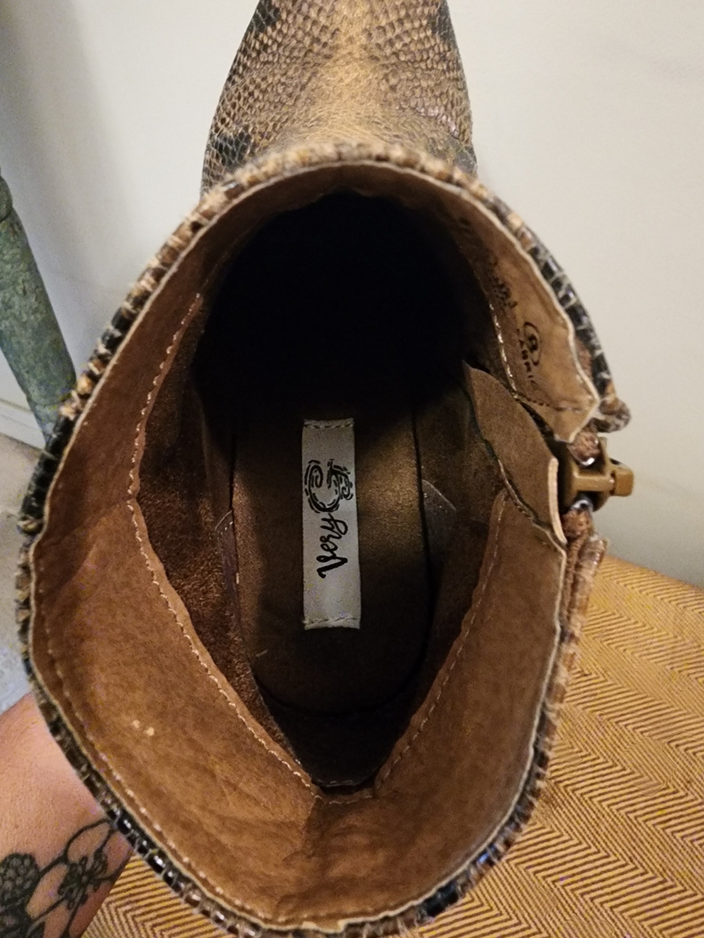 Vince Camuto Brown Snake-Embossed Women's Boot Bag
